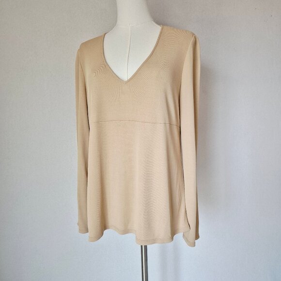 Vintage Salvatore Ferragamo Made in Italy Tunic Top Long Sleeve Knit Beige - Picture 3 of 11